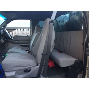 Black Duck™ Canvas Seat Covers offer maximum seat protection for your Ford F Series F250 / F350.
PLEASE NOTE: in these images a cover for the front center seat is not fitted.