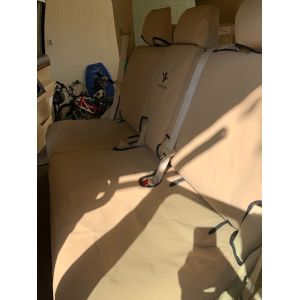 Black Duck Seat Covers Toyota Landcruiser 200 series Sahara (light sand canvas shown).