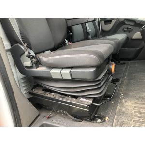 Suspension Driver Seat & Passenger 3/4 Bench Master X62 Van / Cab Chassis. Black Duck Seat Covers. (shows OPTIONAL Driver SUSPENSION seat)