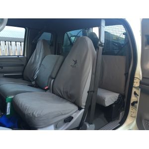 Black Duck™ Canvas Seat Covers offer maximum seat protection for your Ford F Series F250 / F350.
PLEASE NOTE: in these images a cover for the front center seat is not fitted.