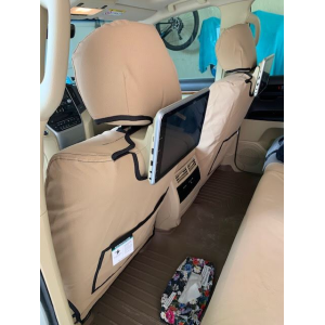Black Duck Canvas and Black Duck 4 ELEMENTS Seat Covers suitable for Toyota Landcruiser 200 Series SAHARA Wagons. Light Sand Canvas shown.