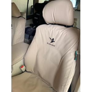 Black Duck Canvas and Black Duck 4 ELEMENTS Seat Covers suitable for Toyota Landcruiser 200 Series SAHARA Wagons. Light Sand Canvas shown.-2
