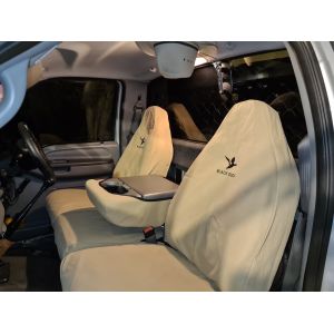 Black Duck Canvas seat covers to suit Ford F250/350 in Light Sand Canvas. Note the center console/seat cover is purchased separately.