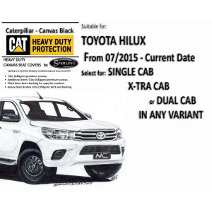 CATERPILLAR - Heavy Duty CANVAS SEAT COVERS  to suit TOYOTA HILUX - from 7/2015 - CURRENT