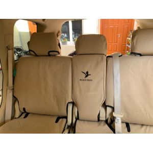 Black Duck Canvas and Black Duck 4 ELEMENTS Seat Covers suitable for Toyota Landcruiser 200 Series SAHARA Wagons. Light Sand Canvas shown.-13
