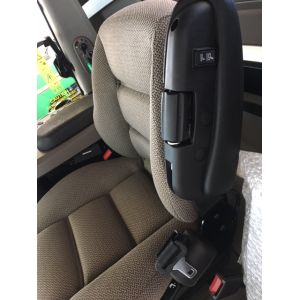 Driver Bucket & Buddy set no head rest CASE IH Headers 2013+ see description, suits machines with Fridge under Buddy Seat  Black Duck™ Canvas Seat Covers (SHOWS OPERATORS SEAT ARMREST)