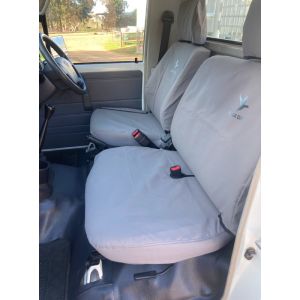 Driver Bucket & Passenger 3/4 Bench (3 seater) suitable for  VDJ79 Landcruiser Workmate & GX - From 08/2009+, Black Duck Seat Covers