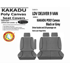 Custom-fit KAKADU POLY CANVAS SEAT COVERS offer MAXIMUM protection for the seats in your  LDV DELIVER 9 VANS