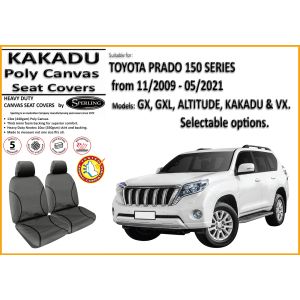  MILLER CANVAS is an ONLINE retailer of KAKADU CANVAS SEAT COVERS suitable for TOYOTA PRADO 150 