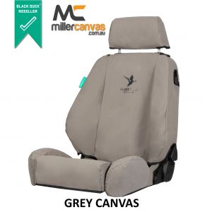 GREY CANVAS BLACK DUCK® SeatCovers - TOYOTA KLUGER.
GENERIC IMAGE does not depict a Toyota seat.