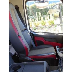 PASSENGER ONLY Hi-back bucket seat - no suspension - seat belt fixed to cab wall - has fold up seat base. Black Duck Canvas Seat Covers