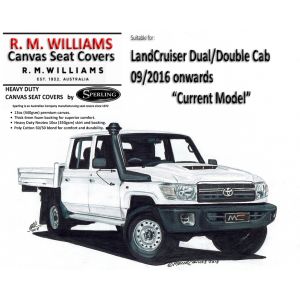 R.M.WILLIAMS   CANVAS SEAT COVERS to suit  TOYOTA LANDCRUISER VDJ79R DOUBLE CAB 2012 - 08/2016