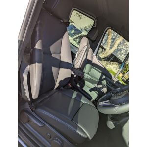 Driver & Passenger Bucket COMFORT seats BOTH with single inner armrests and special adjustable thigh support 3rd Generation Mercedes Benz Sprinter Van or Dual Cab MY18 - 2018, 2019 onwards -  Black Duck Seat Covers.