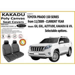  MILLER CANVAS is an ONLINE retailer of KAKADU CANVAS SEAT COVERS suitable for TOYOTA PRADO 150 