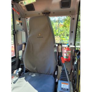 Canvas seat cover to fit KUBOTA KX080 note the cover is an ALL=IN-ONE incorporating the headrest as well.