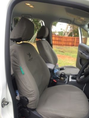 Black Duck™ Canvas or Denim Seat Covers fitted to a VW Amararok the same seat is used in your VW CADY VAN from 2016 onwards.