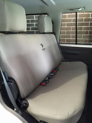 Black Duck Seat Covers suitable for Landcruiser 76 Series Wagon Grey Denim LC704.
