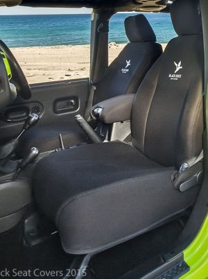 Black Duck Canvas seat covers. Images © Black Duck™ 2015. Chrysler Jeep Wrangler JK (Denim covers shown)
