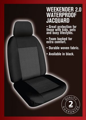 JACQUARD - WEEKENDER - BLACK SEAT COVERS suitable for TOYOTA HILUX SR and SR5 DUAL CAB - from 7/2015 - CURRENT