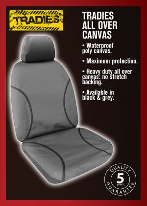 "TRADIES"  CANVAS SEAT COVERS suitable for TOYOTA HILUX SR and SR5 05/2005 - 6/2015.