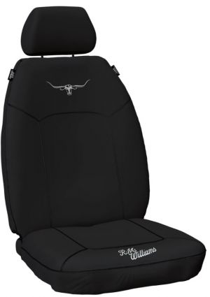 R.M.WILLIAMS   CANVAS SEAT COVERS to suit  TOYOTA LANDCRUISER VDJ79R DOUBLE CAB 2012 - 08/2016.
BLACK CANVAS.