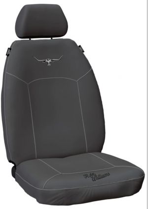 R.M.WILLIAMS   CANVAS SEAT COVERS to suit  TOYOTA LANDCRUISER VDJ79R DOUBLE CAB 2012 - 08/2016.
GREY CANVAS.