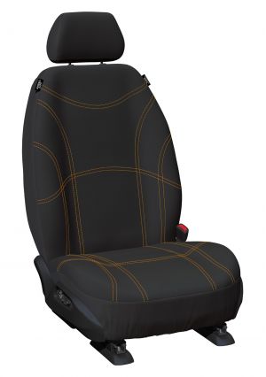 Black with Orange Stitching GETAWAY NEOPRENE SEAT COVERS  to suit GWM CANNON Dual Cab Utes