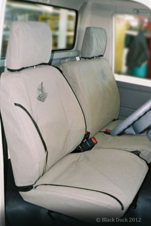 Black Duck Seat Covers  Toyota Landcruiser HZJ79 VDJ79 70 Series (please note: Reinforcing patches are an optional extra).