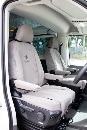 BLACK DUCK ®SeatCovers to suit VW CRAFTER TDI VAN

IMAGE IS OF ACTUAL COVERS in Grey Canvas