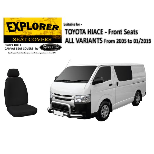 BLACK DUCK SEAT COVERS suitable for TOYOTA HIACE VAN/BUS fronts seats