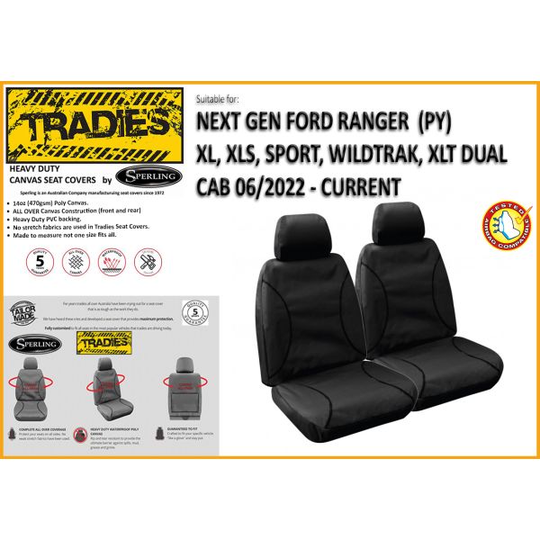 BLACK DUCK SEAT COVERS NextGen FORD RANGER SPORT & WILDTRAK